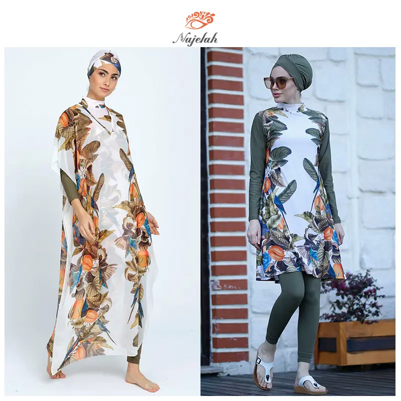 Islamic muslimah swimwear for adult muslim women teenage girls hijab swimsuit Plus Size 3/4 Pieces Set
