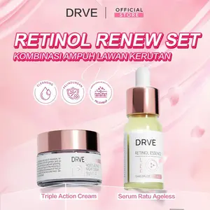 Drve Glowing Set 1 Bundle 2 (Moistiruzing Night Cream+ Retinol Essence) - Mengadung Niacinamide untuk mencerahkan wajah, anti penuaan dini serta melembabkan kulit wajah