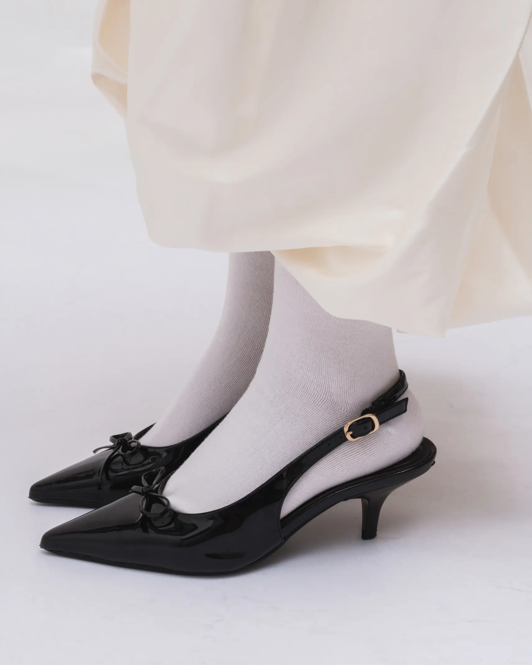 [RESTOCKED] TIPPIES - Clara Slingback Heels with 4.5cm kitten heel in Black colour