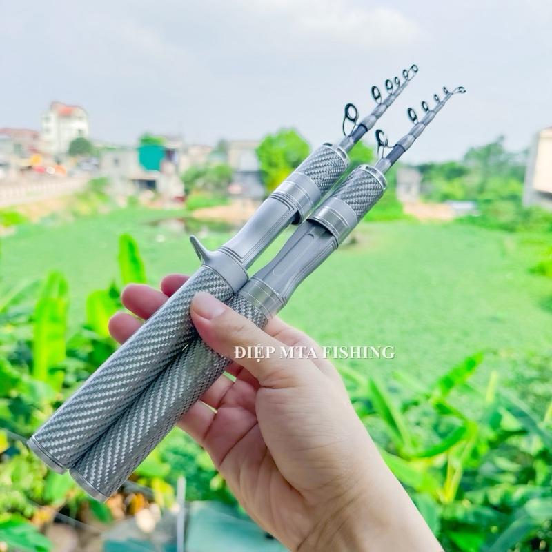 Cần Rút mini V4 - pass gắn máy có tiếng drag -độ cứng UL thu gọn 32cm chuyên câu suối ,cá nhỏ cảm giác có cả cần đứng và cần cau ngang câulure lure