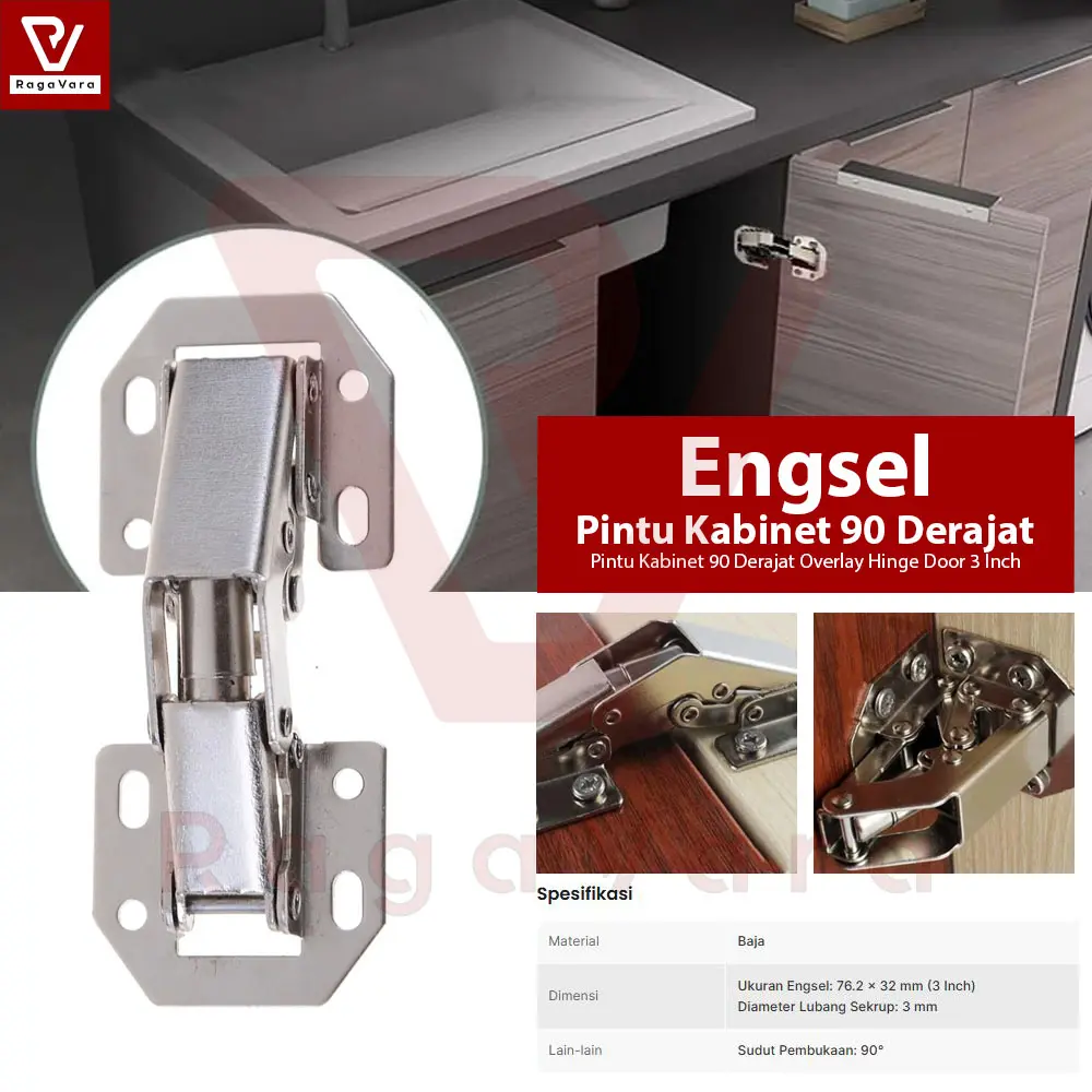 Engsel Pintu Kabinet 90 Derajat Overlay Hinge Door 3 Inch