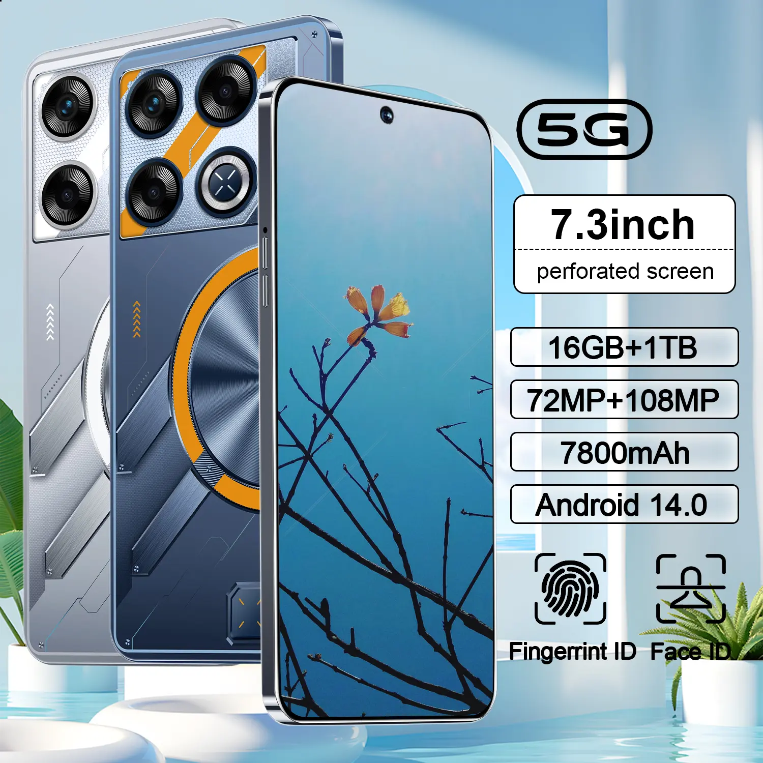 Infinx GT20 Pro+ Mới bán chạy Điện Thoại 7.5 Inch Android14.0 5G 16GB RAM 1TB Dung Lượng 8000mAh Pin 108MP Camera Mới Nhất Năm 2025