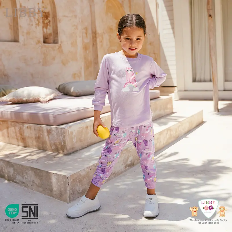 LIBBY Setelan Bayi & Anak Panjang Celana Panjang Cotton Rib Girl Anak Perempuan 0-5 Tahun (1 Stel) - Oblong Cotton Tipis | Giggles Groove | Safari & Surf 3