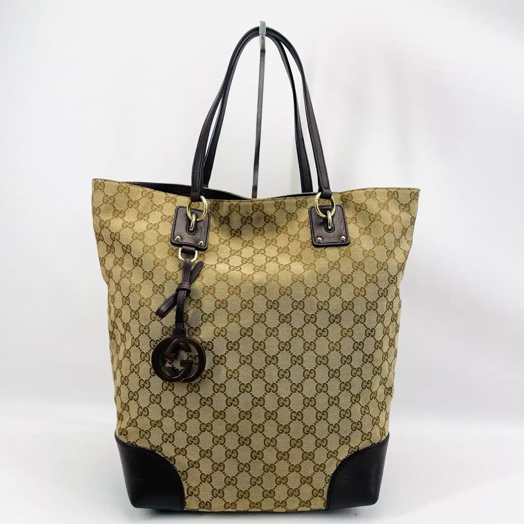 (Preowned) Reu 27991 Gucci - GG Canvas and Leather Charm Tote Bag
