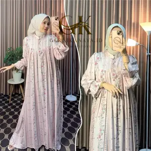 Almahyra Series Raya Gamis Jumbo Bahan Rayon Kancing Depan Busui LD 110-125 by geraikanaya.id