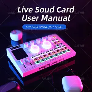 JBK STORE Soundcard F999MAX Bluetooth Live SoundCard F999MAX Audio Live Mixer Untuk Live Streaming Karaoke Meningkatkan Kualitas Suara Dengan Keluaran Multi-Saluran - Laptop