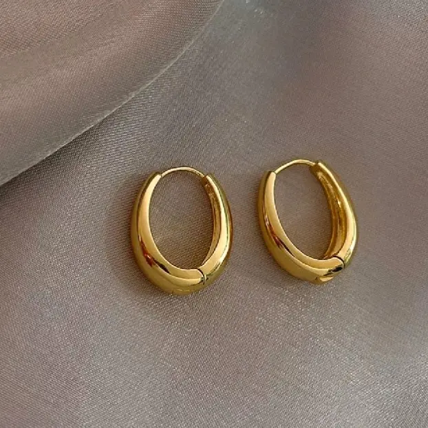 PERHIASAN WANITA ANTING CLIP TITANIUM POLOS TERBARU ANTI LUNTUR/KARAT Emas