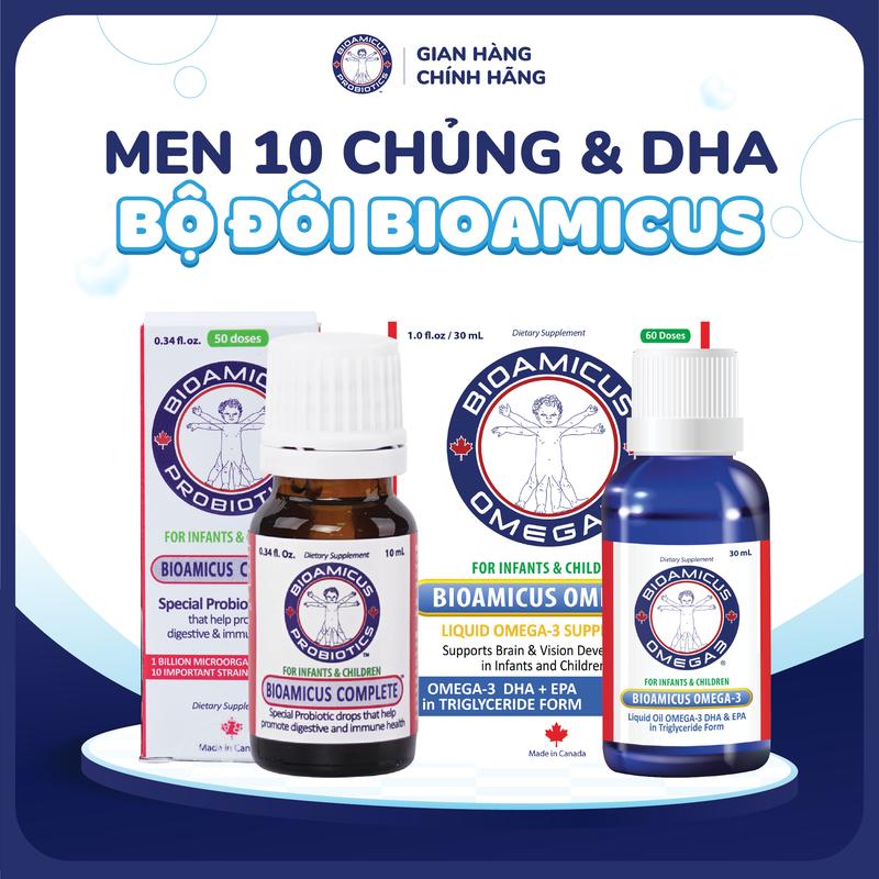 Bộ Đôi Cho Bé Ăn Ngon Thông Minh - Men Vi Sinh 10 Chủng BioAmicus Complete & BioAmicus Omega-3 DHA