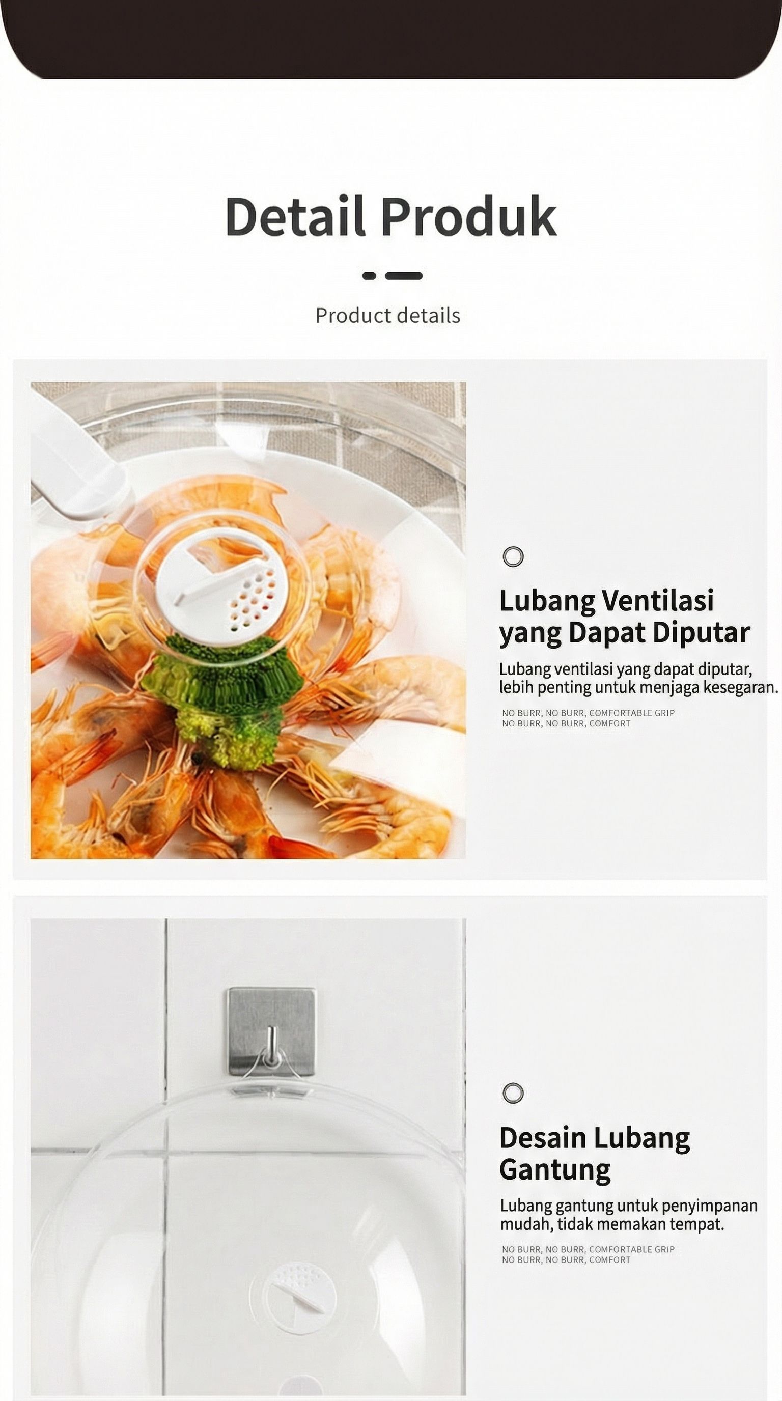 Penutup Makanan Anti Splat yang Aman untuk Microwave, Mencegah Bau Menyebar & Mudah Dibersihkan