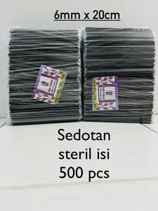 Sedotan Steril Hitam Ujung Lancip Plastik 6mm x 20cm isi 500 pcs Cocok untuk Minuman Es Teh dan Gelas hingga 22oz Straw Steril Black