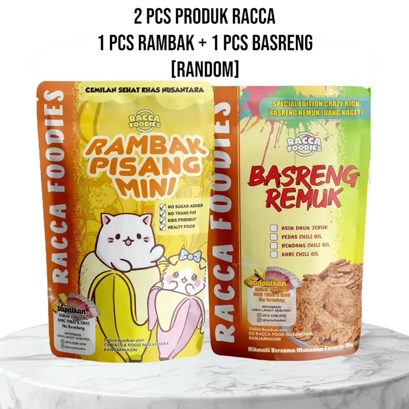 [ 2 PCS ] 1 PCS RAMBAK MINI + 1 PCS BASRENG KEMASAN BENING PRODUK RACCAFOODIES