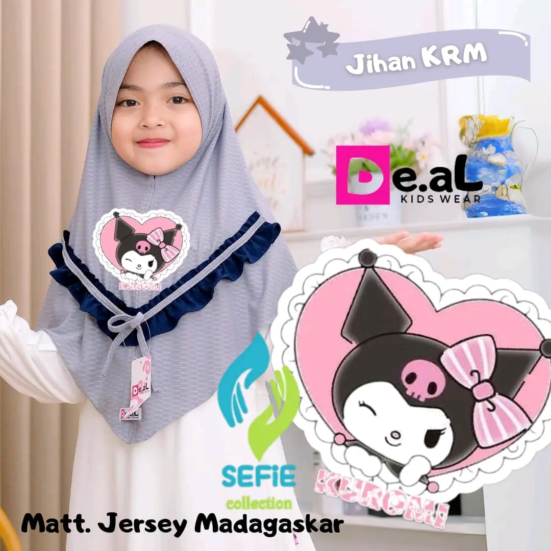 (SEFIE) KUROMI JIHAN KODE KJI HIJAB INSTAN BERGO 3-8THN ORI DE.AL Jilbab Muslim