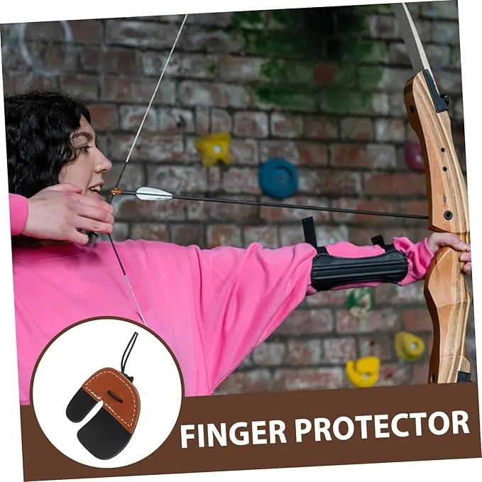 [Feeling Youth] 1PC Leather Archery Ring Thumb Leather Label Archery Finger Saver Tool Finger Protector Protector Protective Ring  Archery Finger tab Gloves Component Equipment