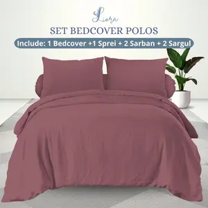 LIORA Bedcover Set Sprei Flat Soft Polos Ukuran King 180x200x20/Queen 160x200 Untuk Tempat Tidur Nyaman