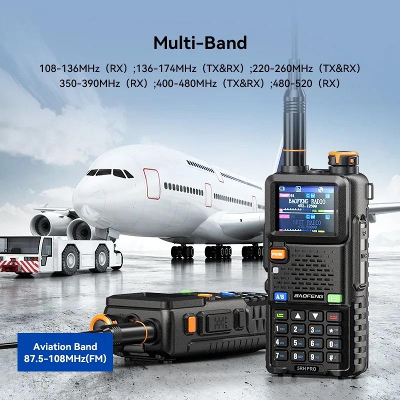 Product Introduction of Baofeng UV-5RH PRO Walkie Talkie GPS 10W High Power Multi Band AM UHF/VHF Radio One Key Copy Frequency 640CH FM Radio Type-C Fast Charging Two Way Radio Long Range 26
