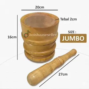Lumpang Kayu 1Set Ukuran Jumbo 20 CM / Peralatan Tumbuk Bumbu Dapur Bahan Kayu Mahoni