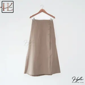 HYLE Luna Skirt Rok Panjang Wanita Katun Twill Combed A-Line Stretch Karet Standar Basic Pendek Korean Style Modern Baju Dewasa Casual Midi Cewek Modern Size Standar & Jumbo