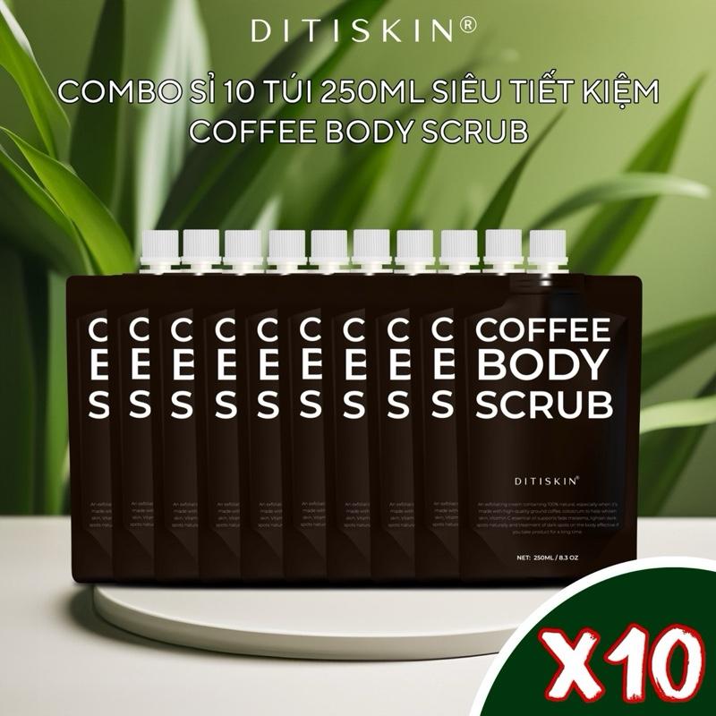 caphe SỈ 10 TÚI 250ML TẨY TẾ BÀO CHẾT CAFE DITISKIN DÀNH CHO CƠ THỂ TẶNG 2 TÚI 250ML CÙNG LOẠI TỔNG 12 TÚI tay da chet tayte baochet