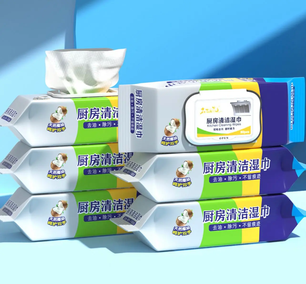 Convenient and Hygienic Kitchen Wet Wipes with Removeable Oil - 80pcs with 6-Layer Thickened Absorbent Lock