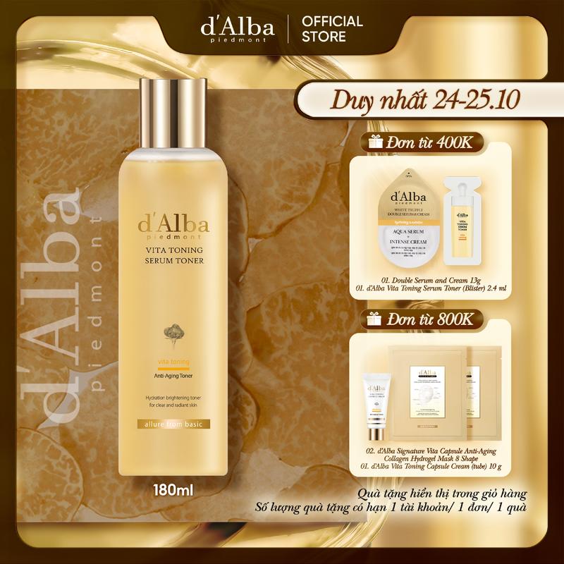 Toner Serum d'Alba Vita Toning Serum Hỗ Trợ Cải Thiện Lỗ Chân Lông Dưỡng Da Cấp Ẩm Sâu 180ml