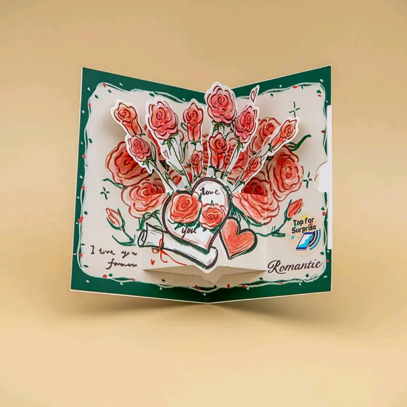 3D POP-UP Greeting Cards Bouget / Kartu Ucapan 3D Bucket Bunga Mawar 4