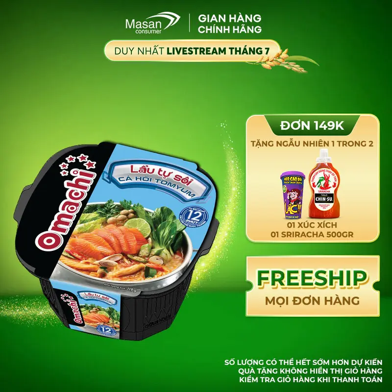 Omachi lẩu tự sôi cá hồi tomyum 119gr 0