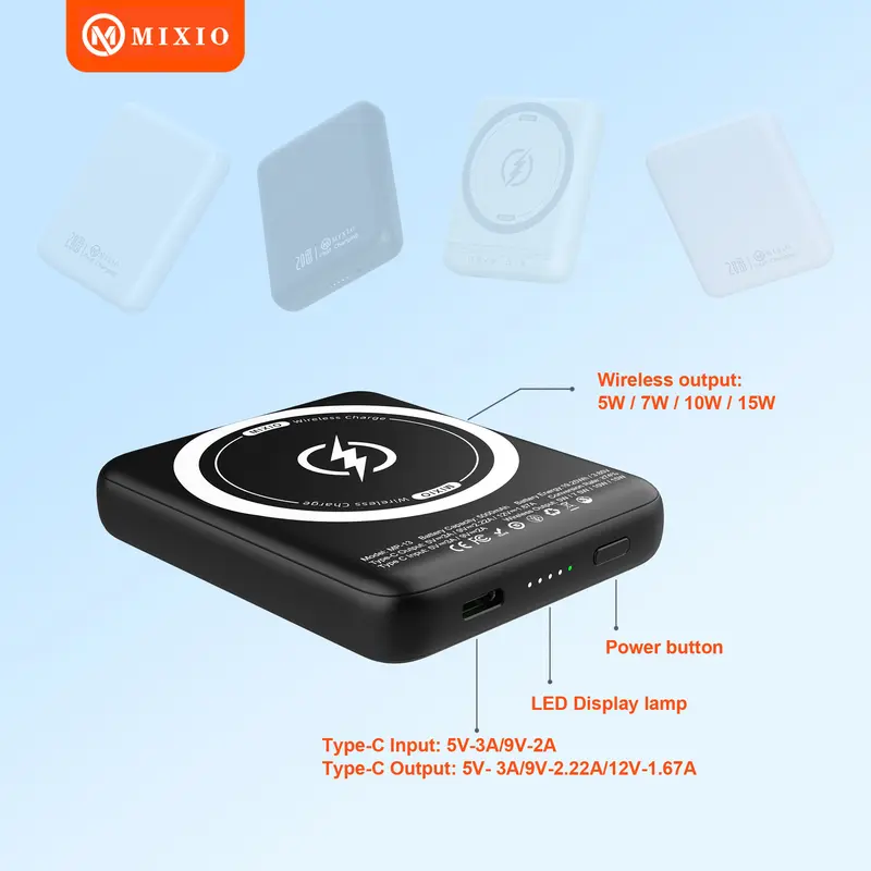 MIXIO MP-13 Mini Power Bank Magnetic Magsafe 20W Fast Charging Type C PD 5000 mAh Super Mini 2