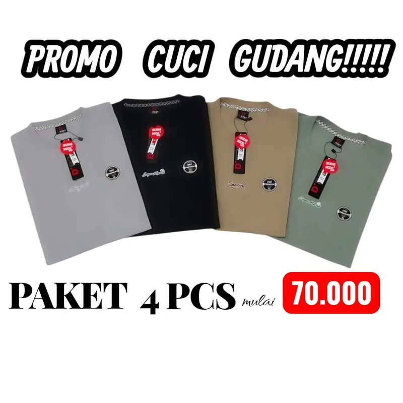D'B35T by iepe Paket 4 PCS Kaos Distro Pria Semi Katun 24S Motif Simple M-L-XL-XXL-XXXL Casual Formal Nyaman Keren Baju Cowok Basic Polos Kerja Oblong Dewasa Santai Aesthetic Sablon Remaja Cewek