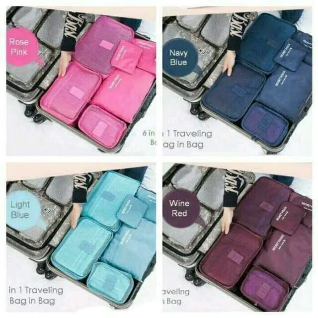 HMM collections I Tas travel organizer 6 in 1 bag set tas penyimpanan baju dll didalam koper
