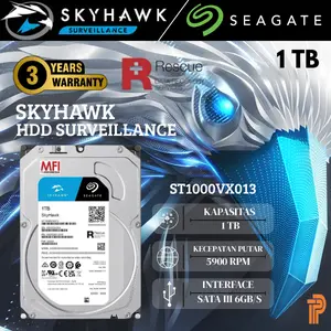Seagate SKYHAWK HDD 3.5" 1TB Hard Disk Internal CCTV ST1000VX013 5900 RPM SATA 64MB Cache Garansi 3 Tahun