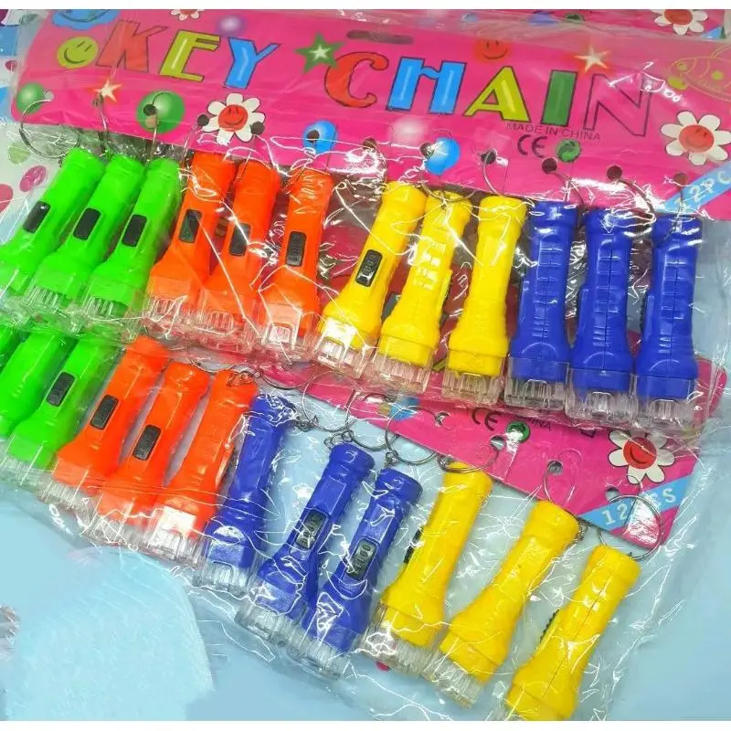 Mainan Anak Gantungan Kunci Senter LED Isi 12 Pcs