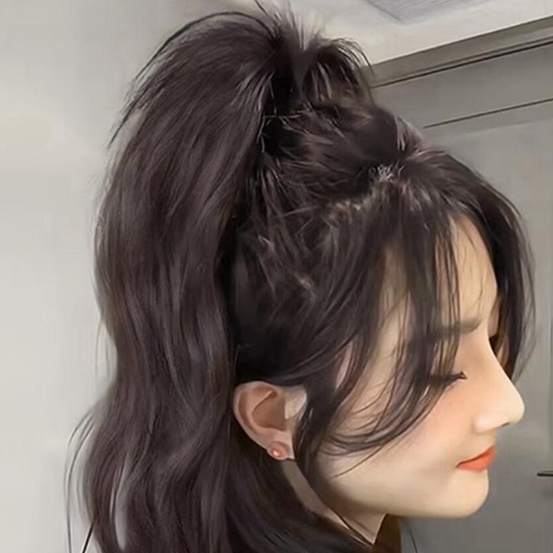 High Ponytail Wig Curly Ponytail Hair With Claw Clip Straight Ponytail Bun Wig Hairpieces For Women 2