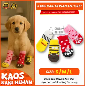4PCS KAOS KAKI HEWAN ANTI SLIP PET KNIT SOCKS anjing kucing