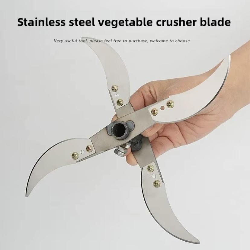 Pisau Mesin Cacah Rumput Sayuran Multifungsi Pakan Ternak Entok Ayam untuk Dinamo dan Stick Bor Jenis baru alat pemotong sayuran dengan mata pisau yang lebih tebal, dudukan mata pisau, dan batang dasar.