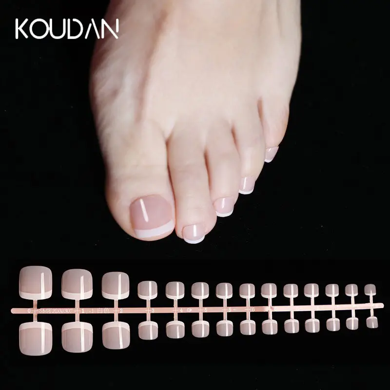 Fake Nails Toe Full Cover Sticker Pedicure Natural Shiny Skin Color Manicure Nail Care Tools Set KOUDAN