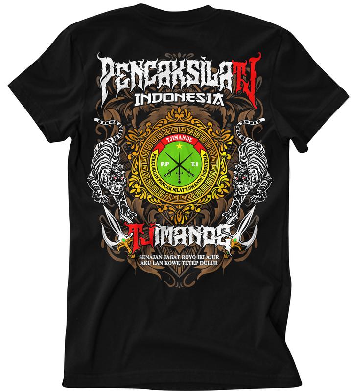 Kaos Pencaak Silat Tjimandes Indonesia Cotton Combed 30s Pria Hitam Slimfit - Nyaman, Standar, High Baju Casual Lokal Distro Sablon Panjang Tshirt Keren Unik 1