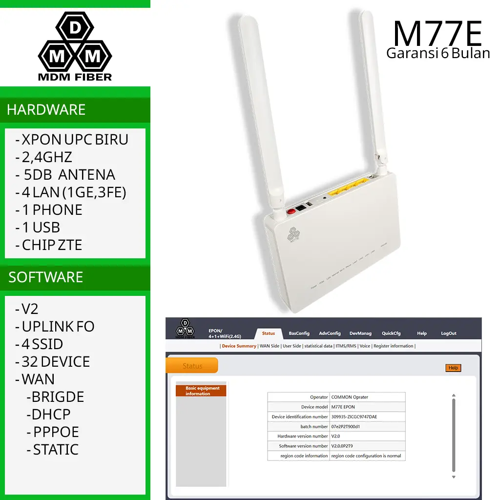 F477 M77E v2 epon ont modem router wifi