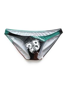 Calzoncillos triangulares para hombre, estampado de dibujos animados de carreras moderno, cintura baja, ajuste ceñido, bolsillo en forma de U, shorts deportivos tipo bikini transpirables
