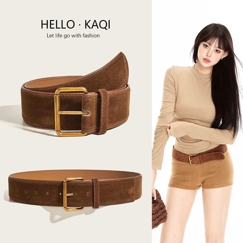 Thắt Lưng Bản Rộng, Chất Liệu Da Lộn, Màu Nâu Cổ Điển Dành Cho Nữ, Phụ Kiện Mới 2025, Thích Hợp Để Trang Trí Váy, Quần Jean, Áo Khoác, Thắt Lưng thắt  lưng  đính  đá  nữ