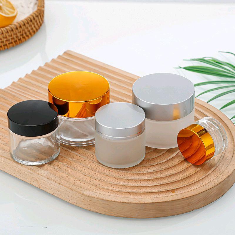 COMBO 5 CÁI Hũ Chiết Mỹ Phẩm Thủy Tinh Mờ 5g - 50g | Hũ Đựng Kem Face Kem Dưỡng Da Chiết Mỹ Phẩm