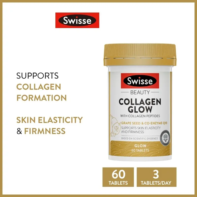 Swisse Collagen Glow, collagen for soft, bouncy, firm skin, 60 tablets