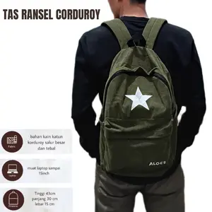 Tas Ransel Corduroy Pria Casual Tas Laptop 16 Inch Stylish Kekinian Full Lapisan Tas Sekolah Kuliah Kerja