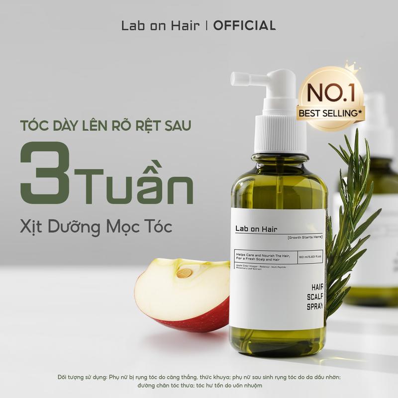 Xịt mọc tóc Lab on Hair 160ml xịt dưỡng tóc với giấm táo Redensyl hỗ trợ cải thiện tình trạng tóc hư tổn