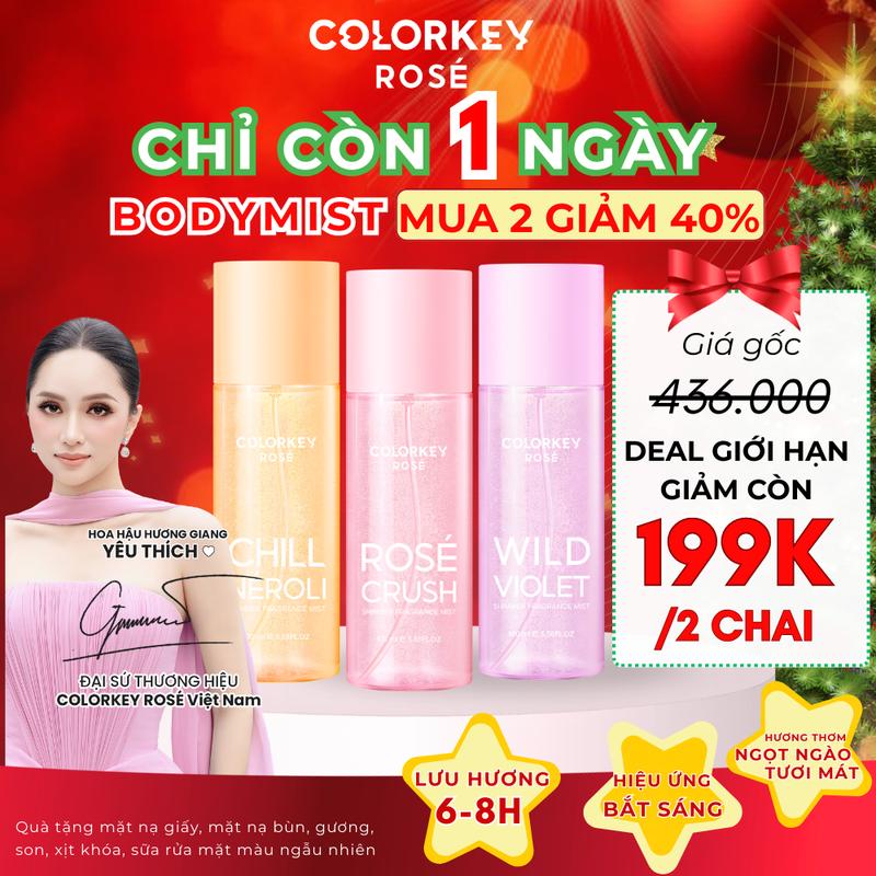   MUA 2 GIẢM 40%  Body Mist COLORKEY ROSÉ Hương Thơm Ngọt Ngào Tươi Mới 100ml 