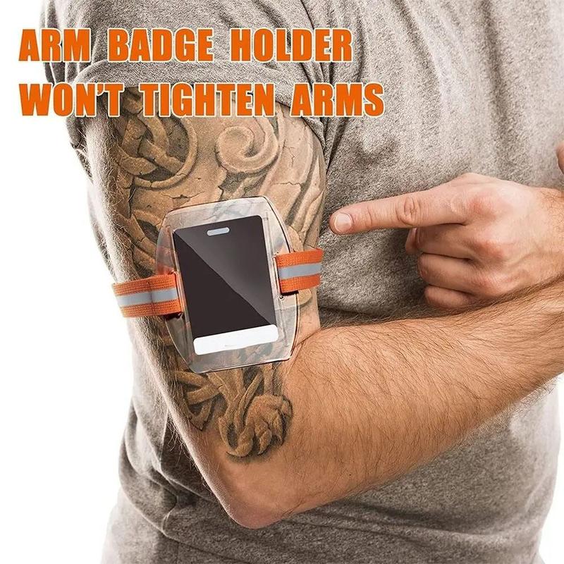 Arm Band Bag Plastic Arm Band ID Badge Holder Reflective Wristband Eco-friendly PVC ID Card Holder Transparent Convenient Card Cover Men 1