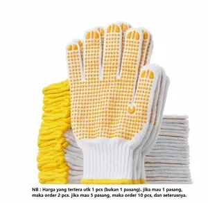 Sarung Tangan Kerja Safety Proyek 1 pcs Kain Benang Bintik Serbaguna Hitam Kuning Putih