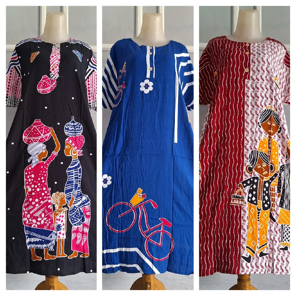 Daster Hengky Kancing motif Bunga Tulip Ld 120-125cm Pb 110cm Busui friendly ( baju tidur ) Nyaman Lembut