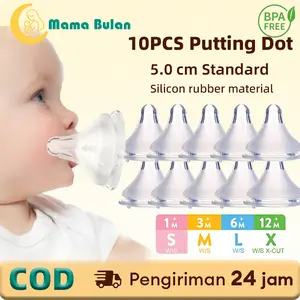 10PCS Dot Bayi Wide Neck 5cm Nipple Silikon Bpa Free Empeng Bayi Peristaltic Plus Lebar Anti Kolik MNZ
