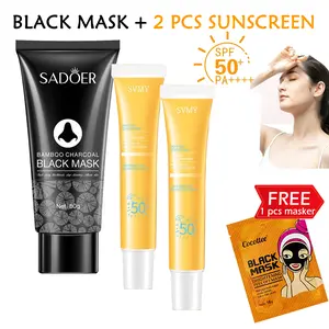 Paket 3in1 Masker Komedo dan 2Pcs Sunscreen Free Masker Wajah