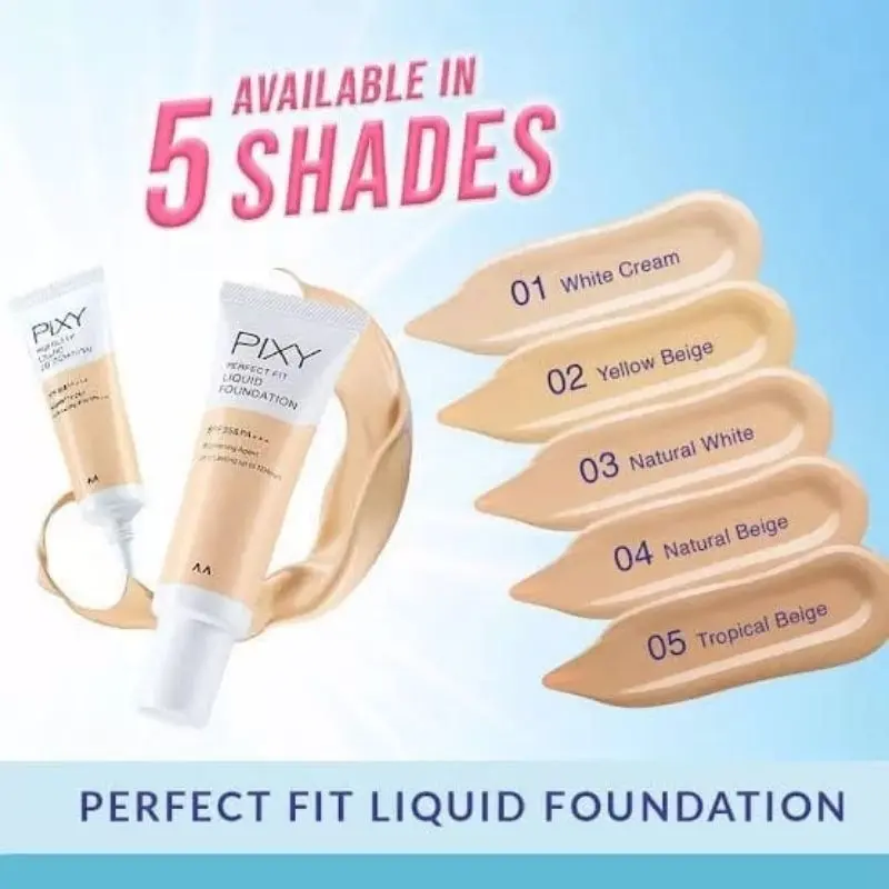 PIXY BUY 1 GET 1 Perfect Fit Liquid Foundation SPF 35 PA+++ 20ml - FREE TWO WAY CAKE REFFIL ~ ORIGINAL 100% 3